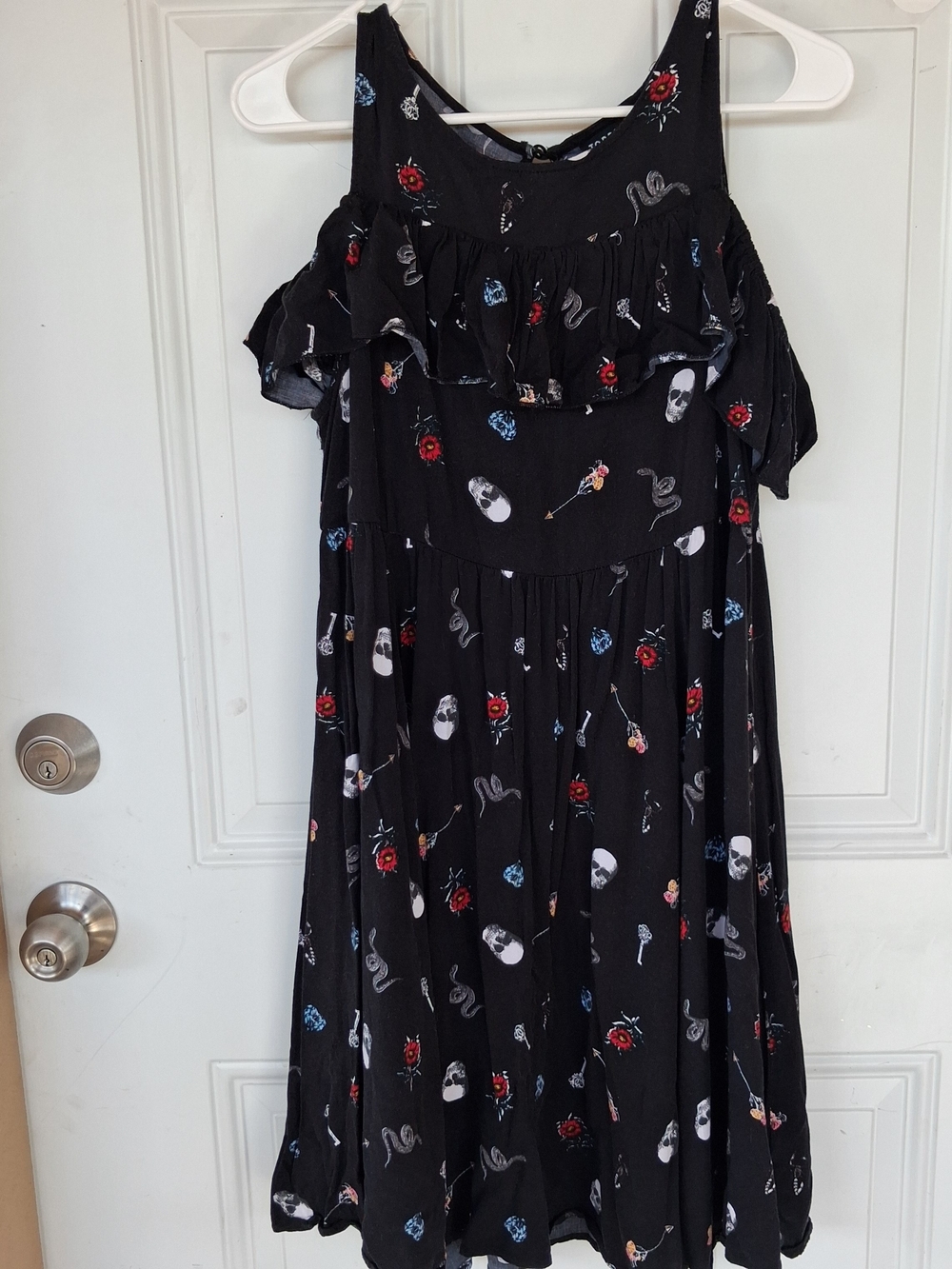 Torrid x Betsey Johnson Mini Challis Cold Shoulder Skull & Floral Dress Skull &